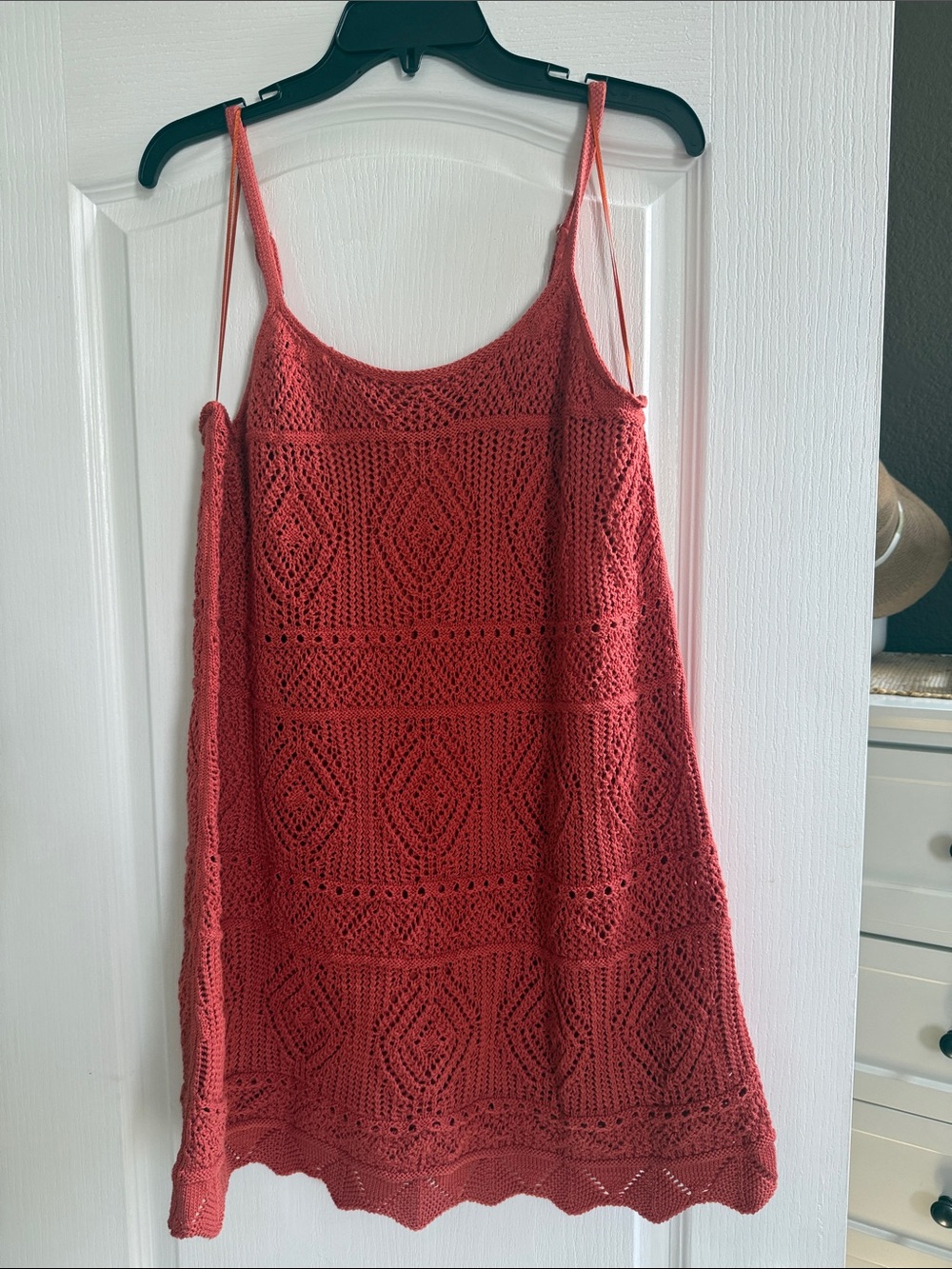 a new day Coral Crochet Mini Dress